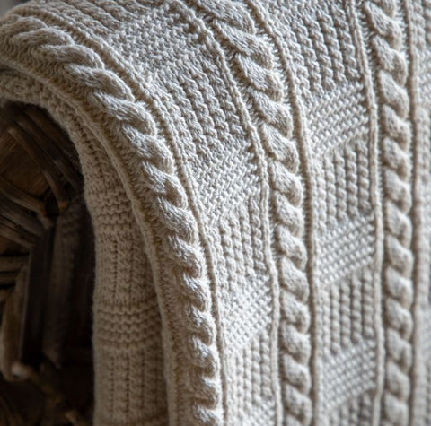 Cotton Cable Knit Throw 170cm x 130cm