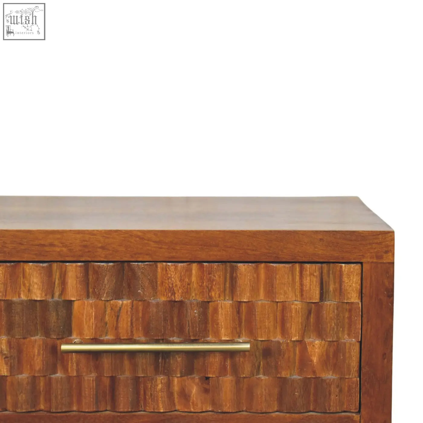 Rustic wooden cadiz carved shoe bench with woven texture and brass handle nightstand for cozy storage