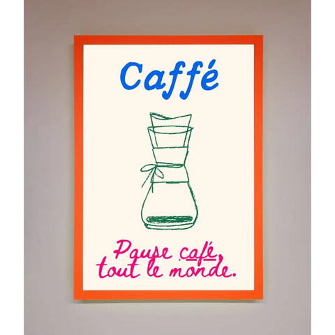 Caffe Art Framed Print - A3 (29.7 x 42 cm) / Neon Orange - Framed Print