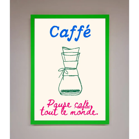 Caffe Art Framed Print - B0 (100 x 141 cm) / Neon Dark Green - Framed Print
