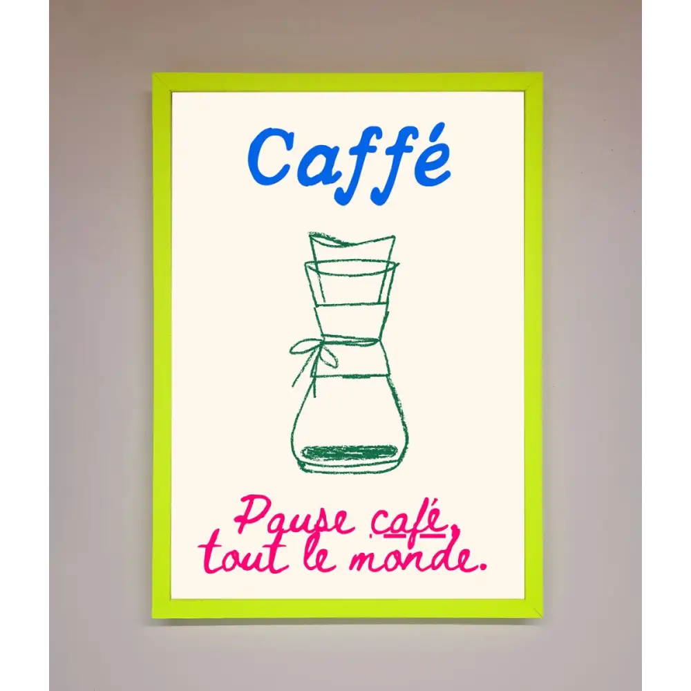 Caffe Art Framed Print - B0 (100 x 141 cm) / Neon Green - Framed Print