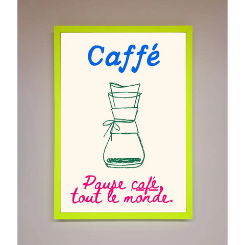 Caffe Art Framed Print - B0 (100 x 141 cm) / Neon Green - Framed Print