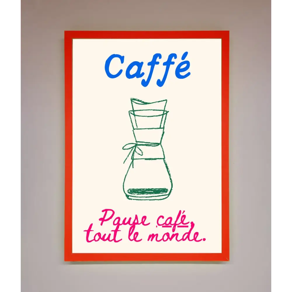 Caffe Art Framed Print - B0 (100 x 141 cm) / Neon Red - Framed Print