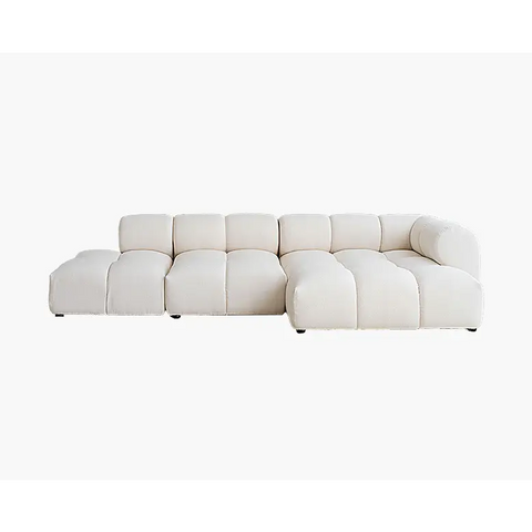 Caius Velvet Three Seater Module Sofa White Velvet
