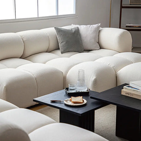 Caius Velvet Three Seater Module Sofa White Velvet