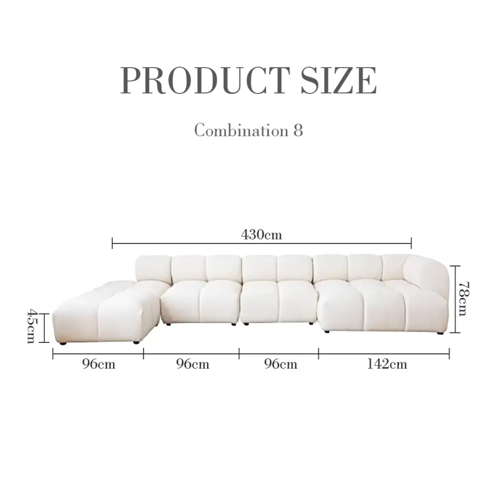 Caius Velvet Three Seater Module Sofa White Velvet