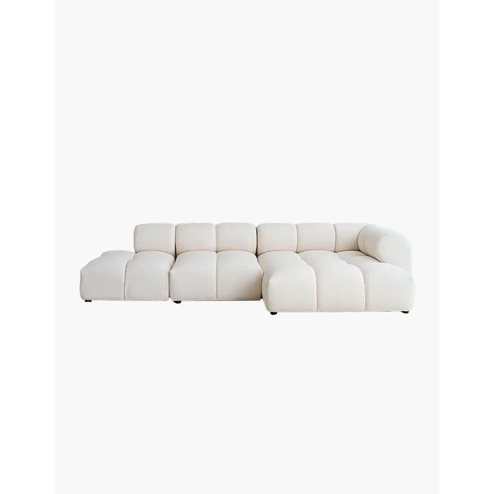 Caius Velvet Three Seater Module Sofa White Velvet