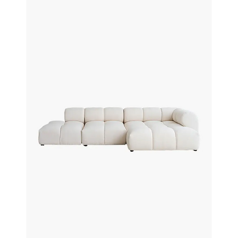 Caius Velvet Three Seater Module Sofa White Velvet