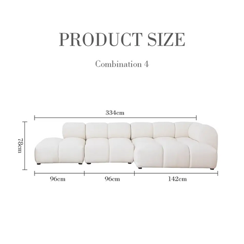 Caius Velvet Three Seater Module Sofa White Velvet
