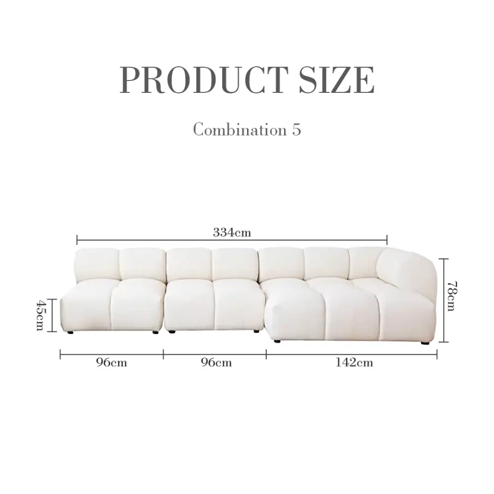 Caius Velvet Three Seater Module Sofa White Velvet