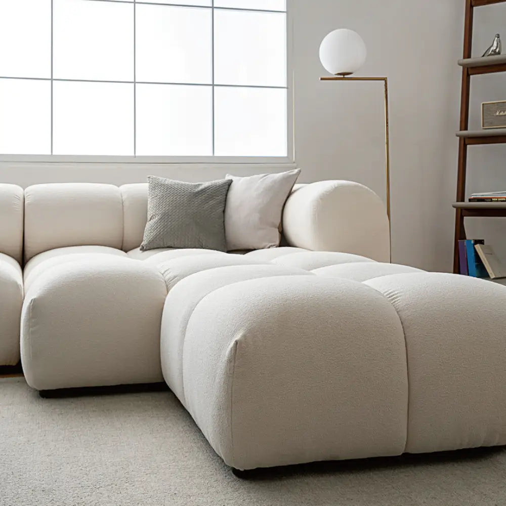 Caius Velvet Three Seater Module Sofa White Velvet