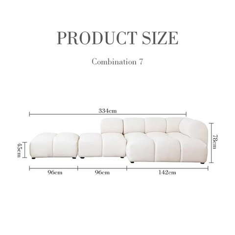 Caius Velvet Three Seater Module Sofa White Velvet