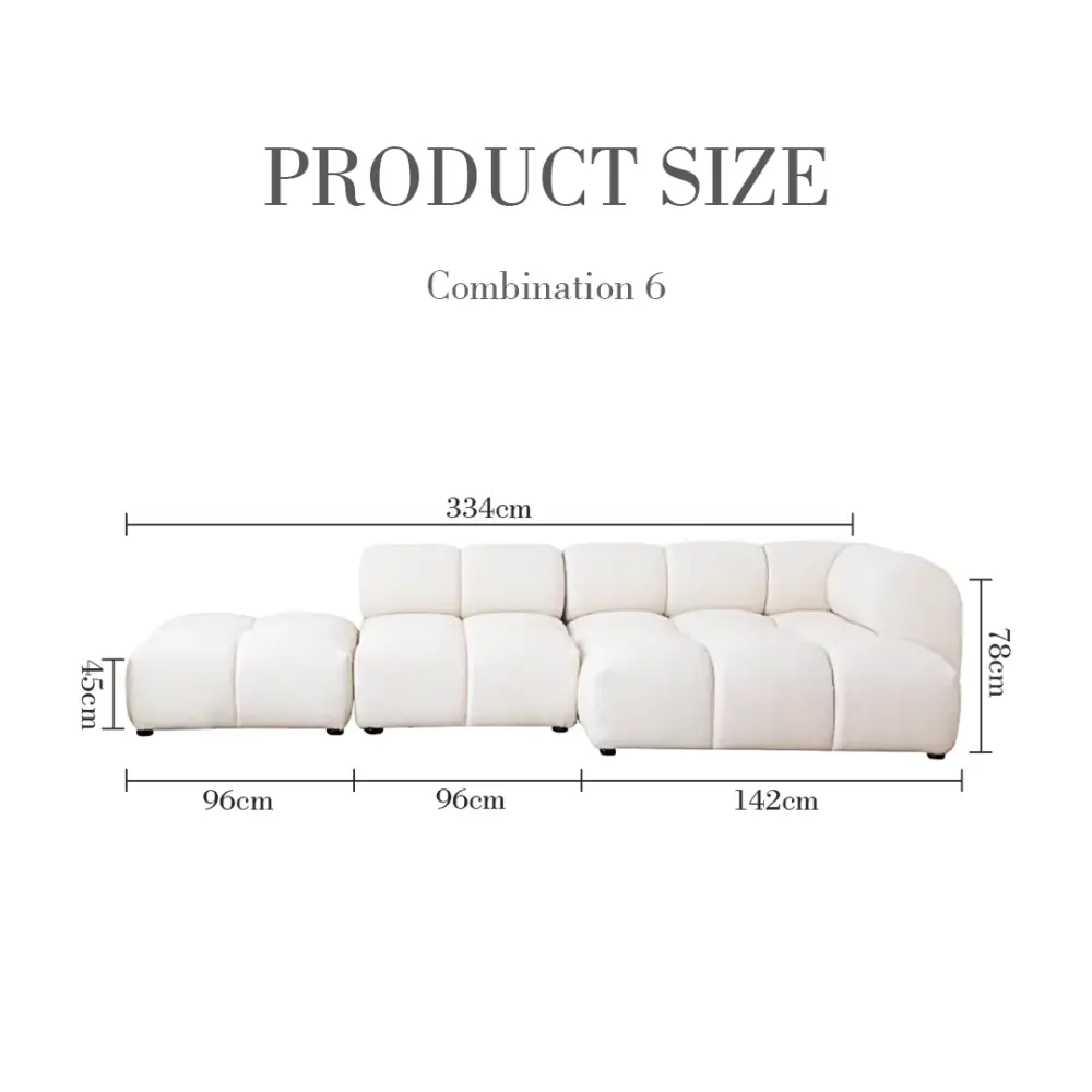 Caius Velvet Three Seater Module Sofa White Velvet