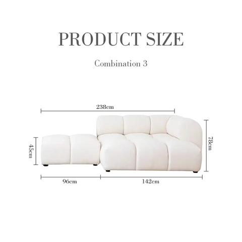Caius Velvet Three Seater Module Sofa White Velvet