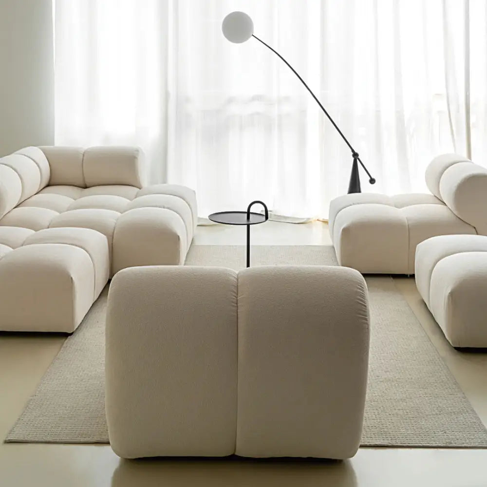 Caius Velvet Three Seater Module Sofa White Velvet