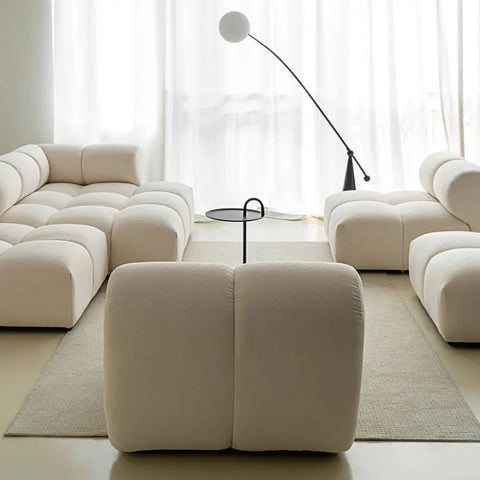 Caius Velvet Three Seater Module Sofa White Velvet