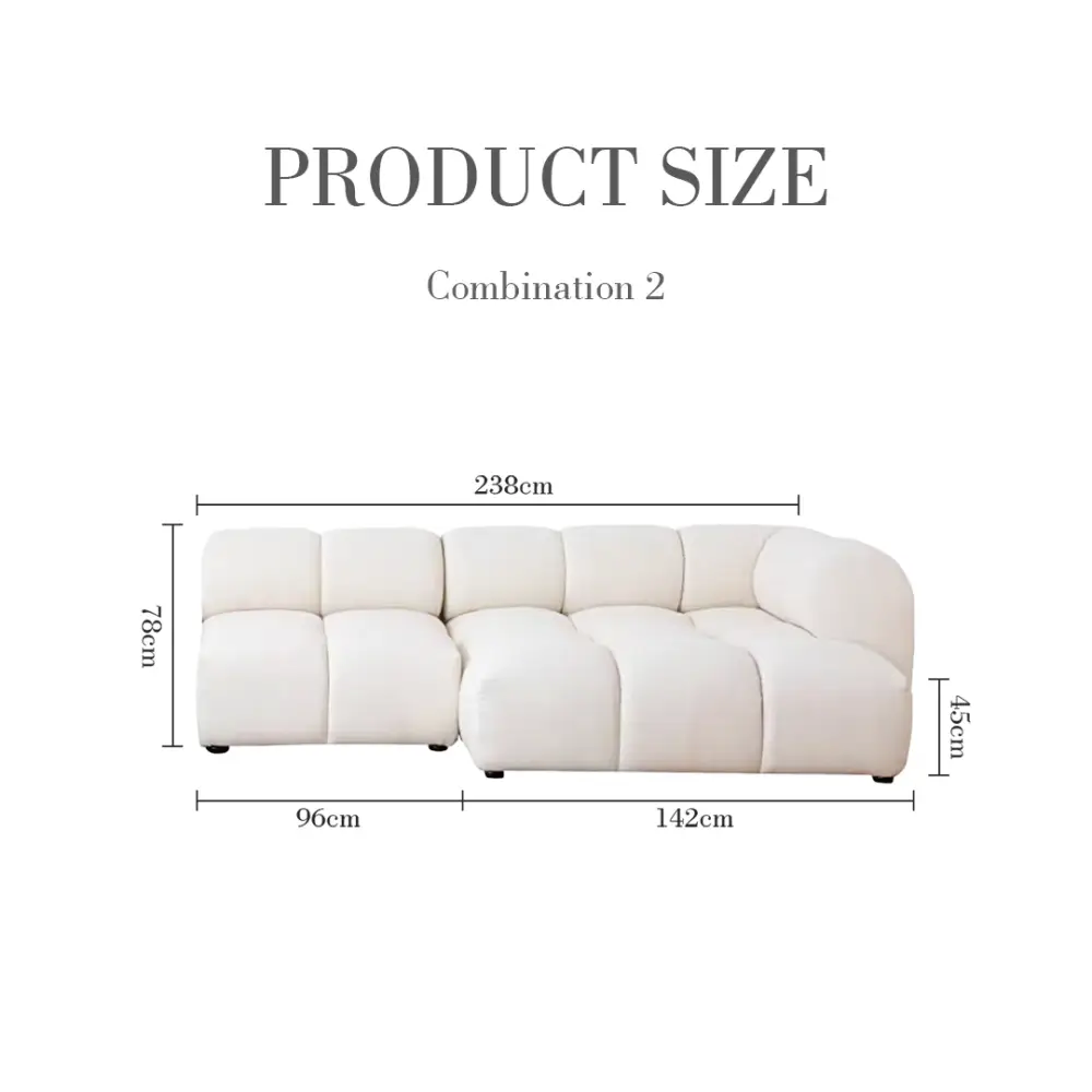Caius Velvet Three Seater Module Sofa White Velvet