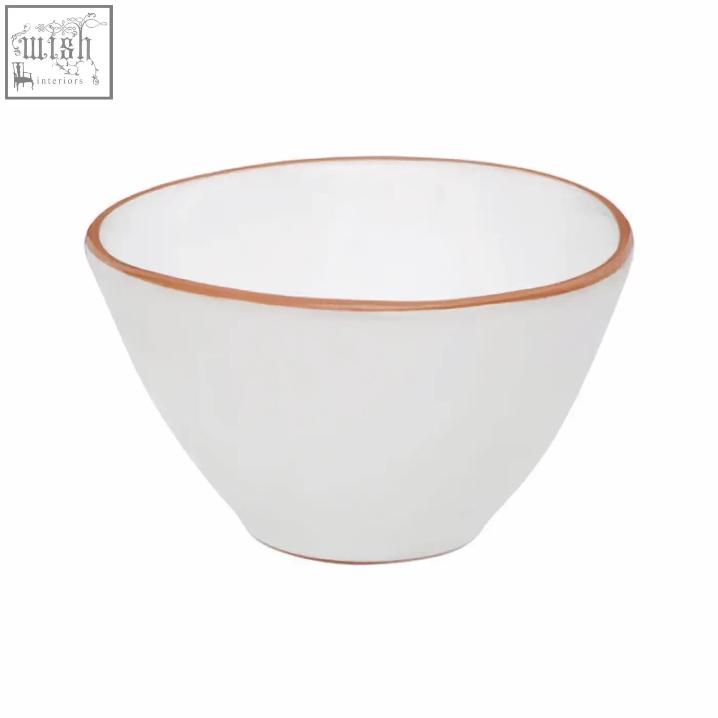White glazed cereal bowl calisto terracotta with a subtle terracotta rim in white ceramic perfect for breakfast