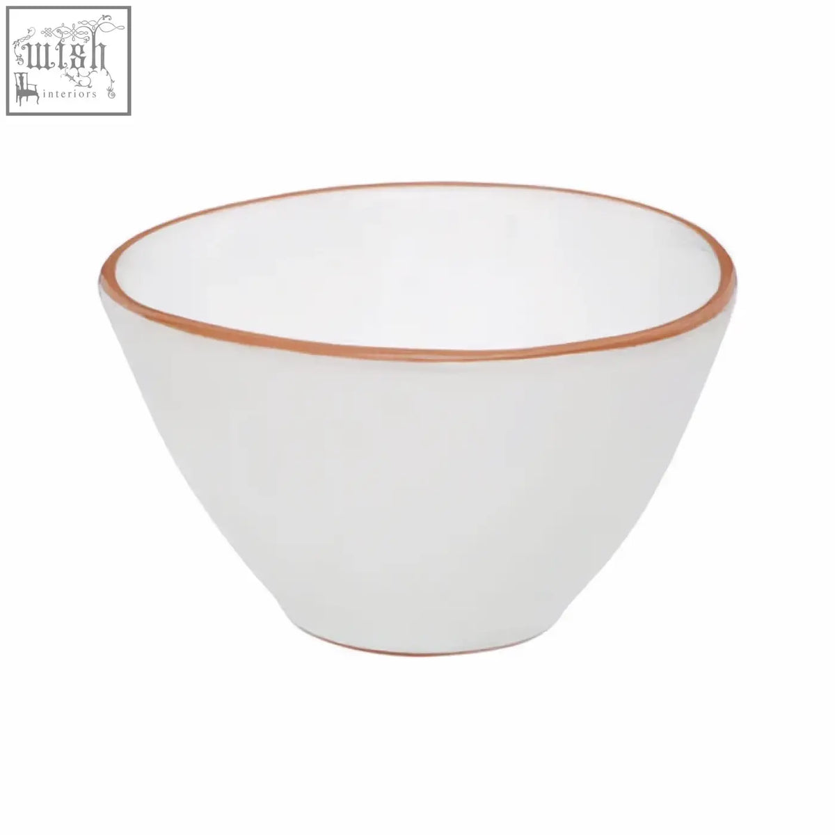 White glazed cereal bowl calisto terracotta with a subtle terracotta rim in white ceramic perfect for breakfast