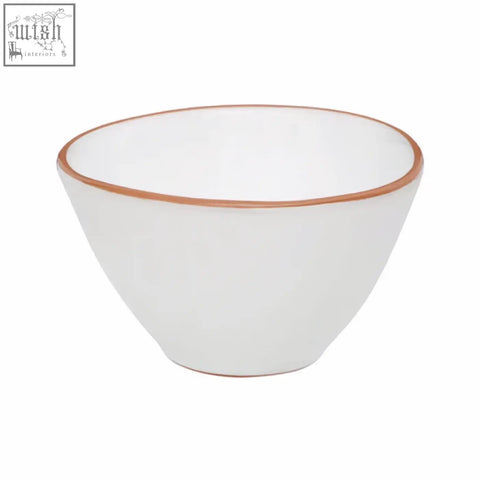 White glazed cereal bowl calisto terracotta with a subtle terracotta rim in white ceramic perfect for breakfast