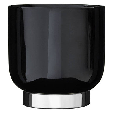 Callie Black Small Planter With Silver Finish Base