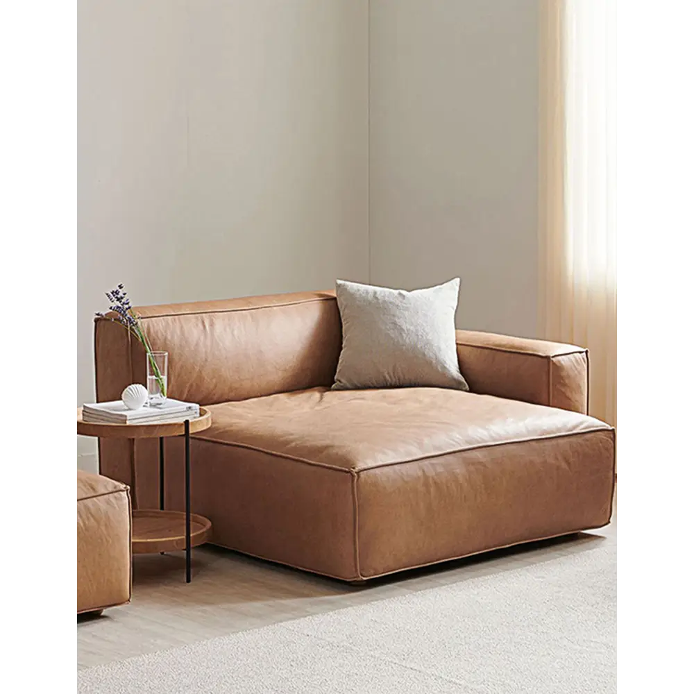 Calliope Brown Three Seater Sofa Real Leather