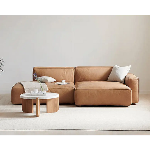 Calliope Brown Three Seater Sofa Real Leather