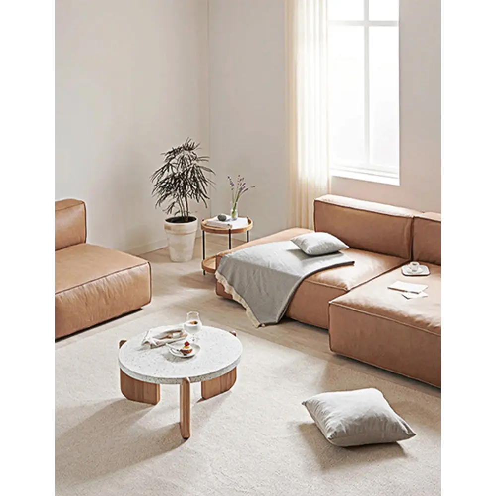 Calliope Brown Three Seater Sofa Real Leather