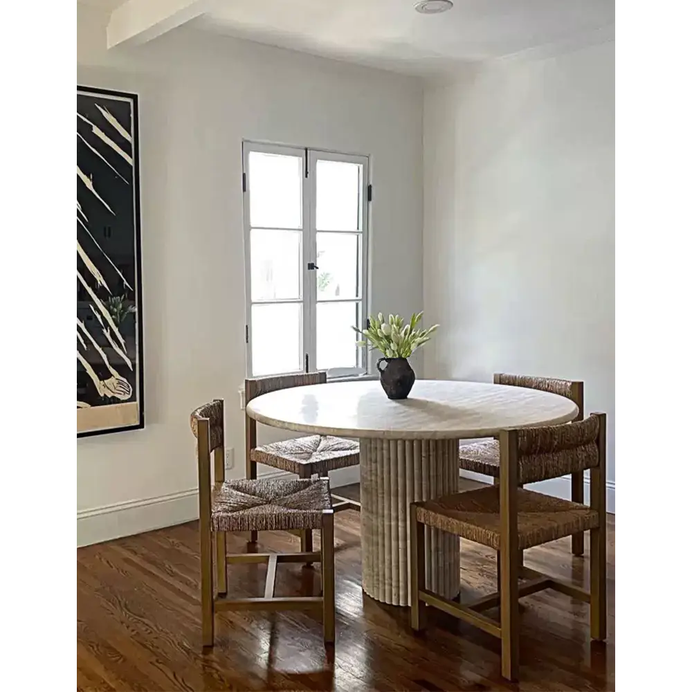 Callista Round Dining Table Marble (Travertine) - Dining table