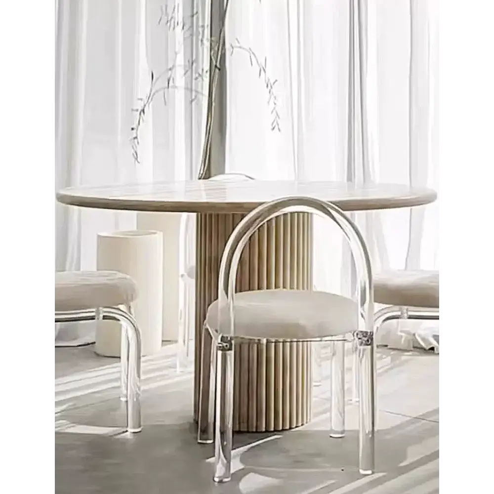 Callista Round Dining Table Marble (Travertine) - Dining table