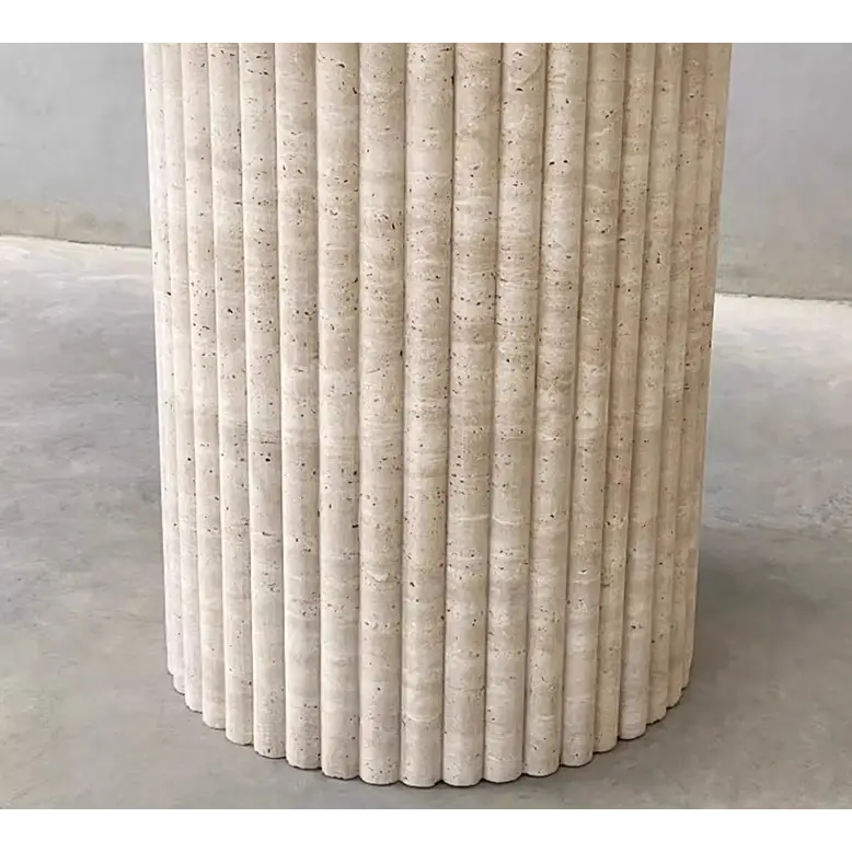 Callista Round Dining Table Marble (Travertine) - Dining table