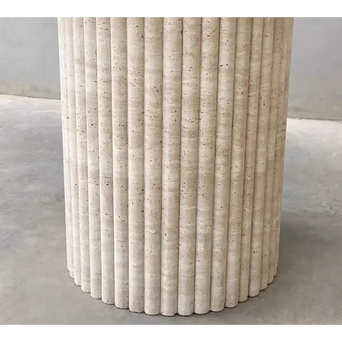 Callista Round Dining Table Marble (Travertine) - Dining table