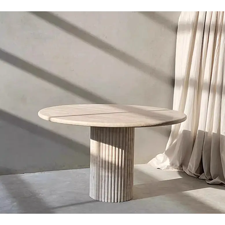 Callista Round Dining Table Marble (Travertine) - Dining table