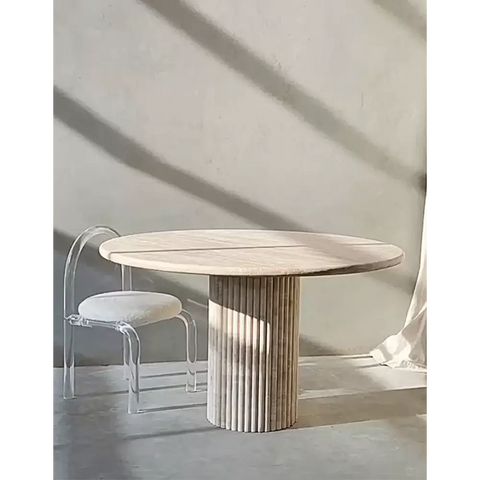 Callista Round Dining Table Marble (Travertine) - Dining table