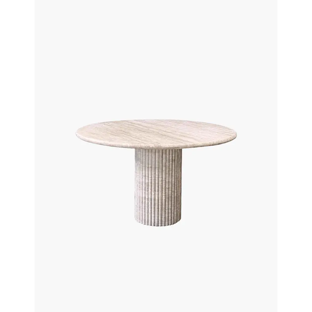 Callista Round Dining Table Marble (Travertine) - Dining table