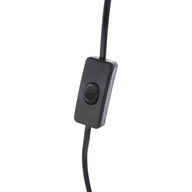 Black rectangular toggle switch with matte finish on cord for camron silver table lamp setup