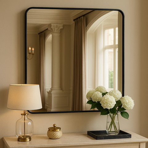 Black framed rectangular mirror from candi matt black square wall mirror in sleek matt black finish