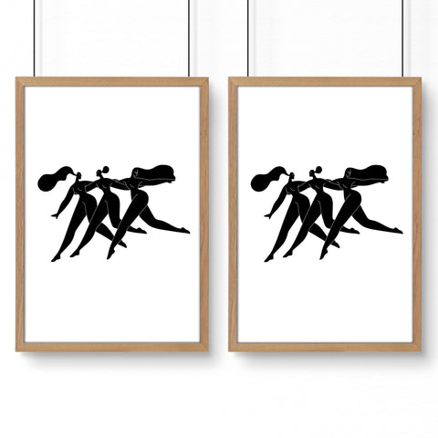 Canvas Art For Bathrooms | Set of 2 Boho Women Wall art Prints