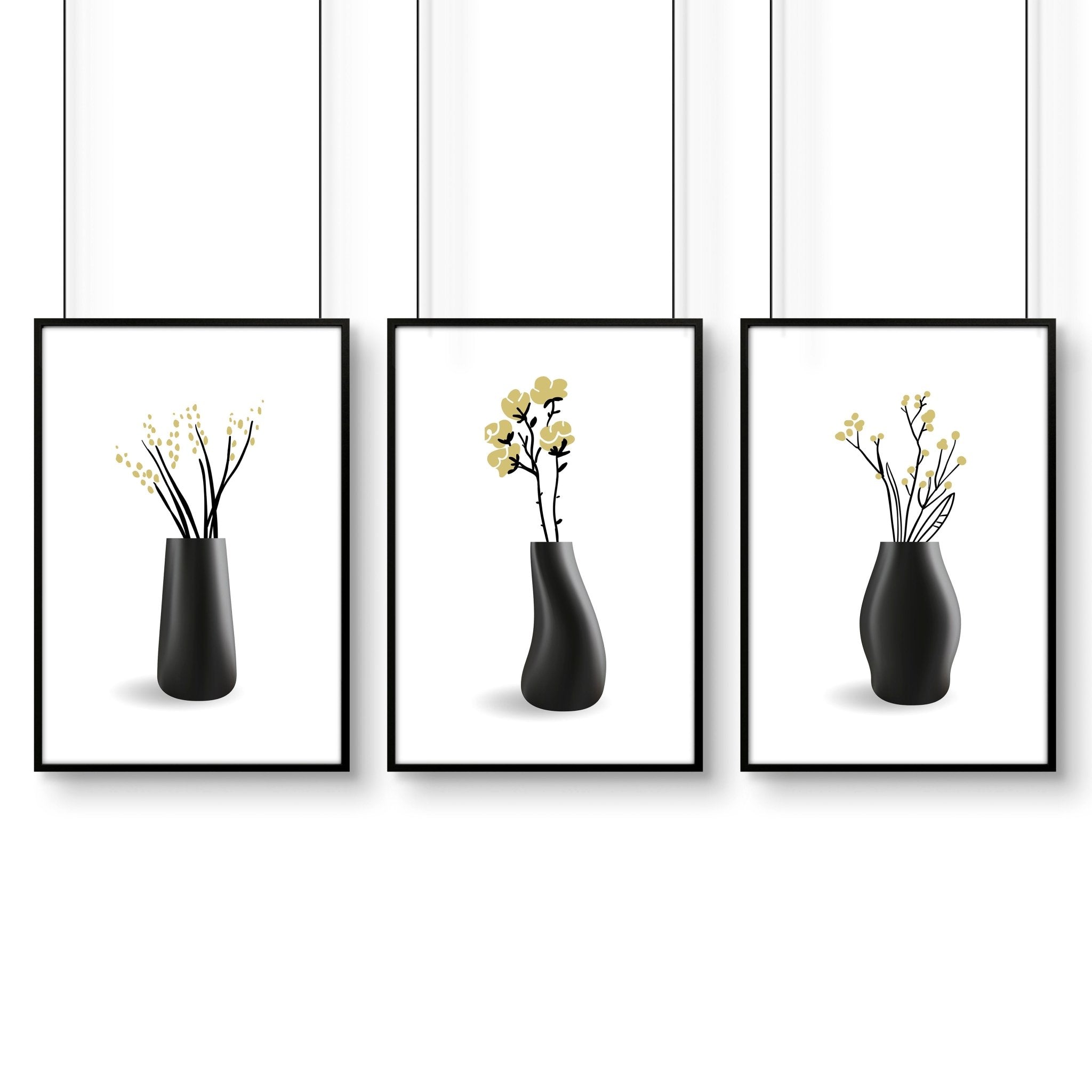 Canvas Framed Wall Art | Set of 3 Botanical Wall art Prints