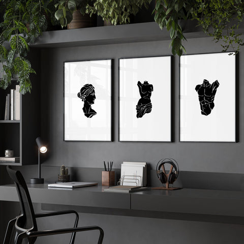 Canvas Wall Hanging | Set of 3 Sculpture Wall art Prints