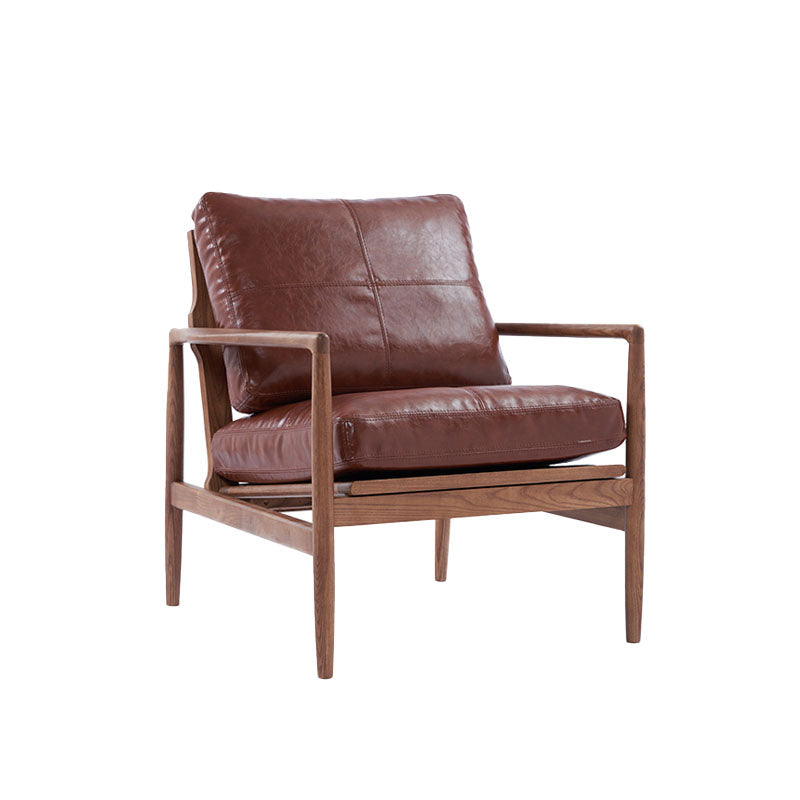 Brown leather armchair with wooden frame perfect for living rooms cara bw002 armchair bw002 armchair