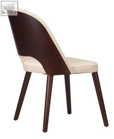 Carley dining chair with cream upholstered seat and backrest and solid beech wood dark frame