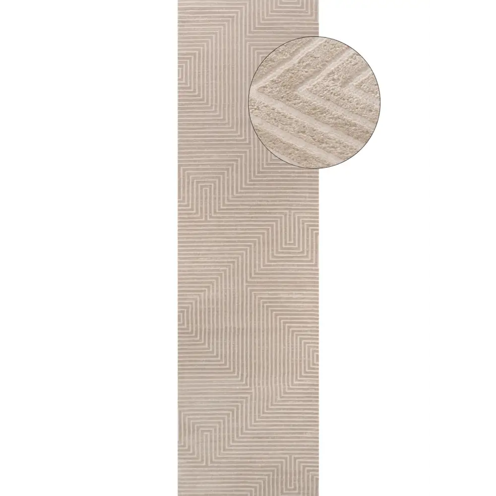 Carmel Beige-Cream Geometric Rug | 6050 - 80X300 cm - Rugs