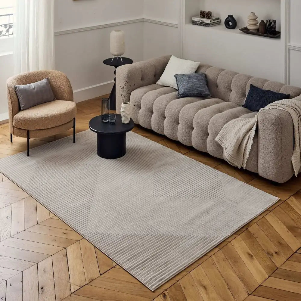 Carmel Beige-Cream Geometric Rug | 6050 - Rugs