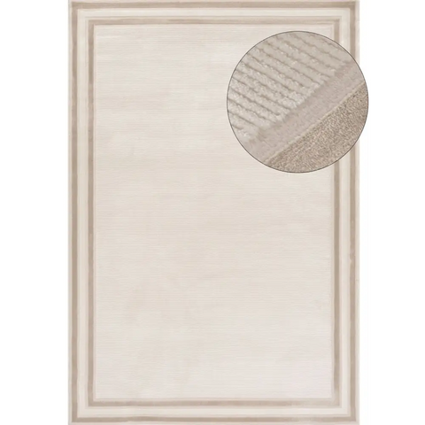 Carmel Cream-Beige Bordered Rug | 6060 - 80X150 cm - Rugs