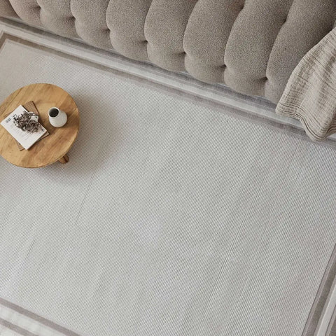 Carmel Cream-Beige Bordered Rug | 6060 - Rugs