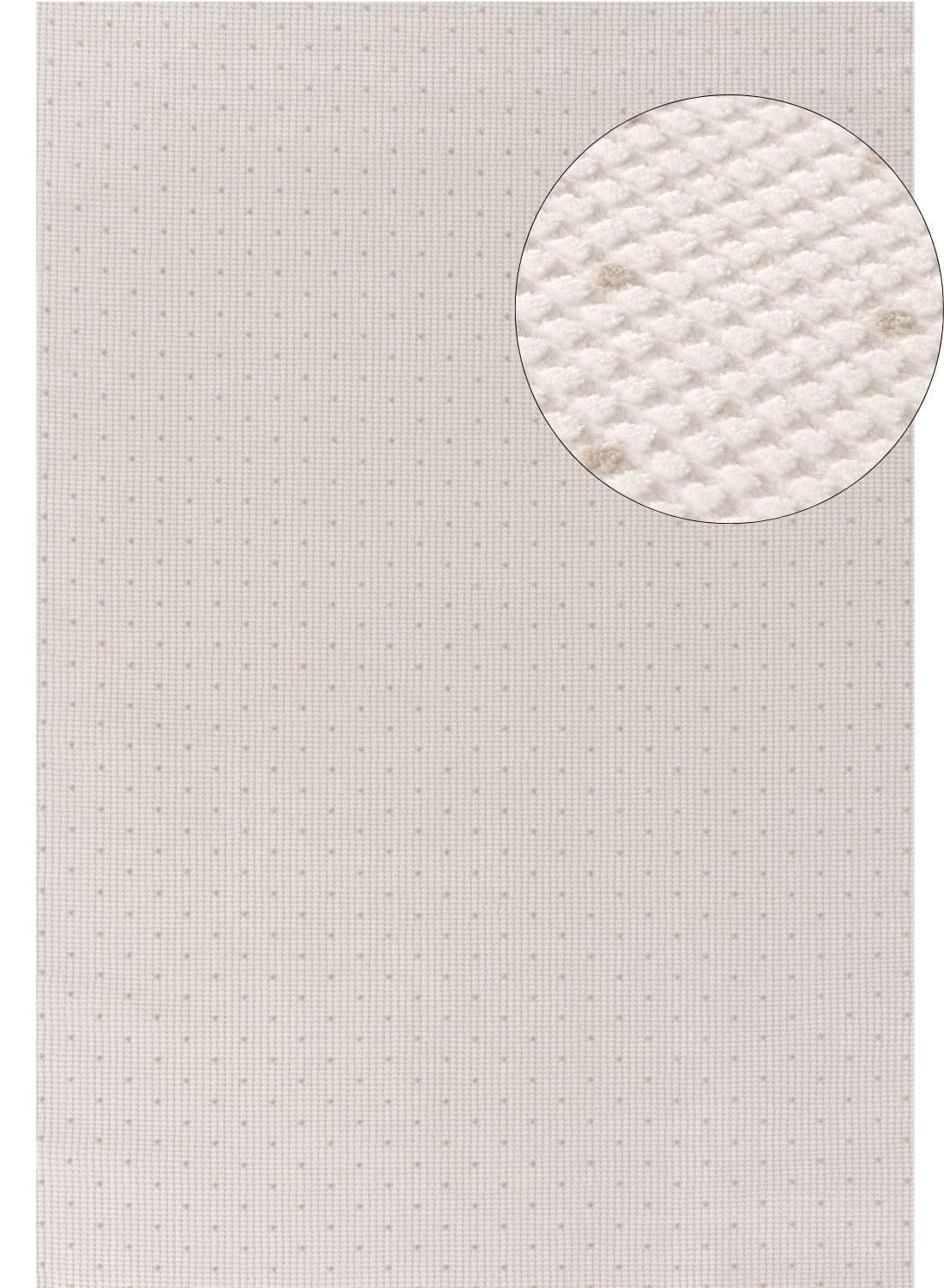 Off-white canvas dots rug with subtle light gray grid pattern carmel cream-beige dots rug 6080
