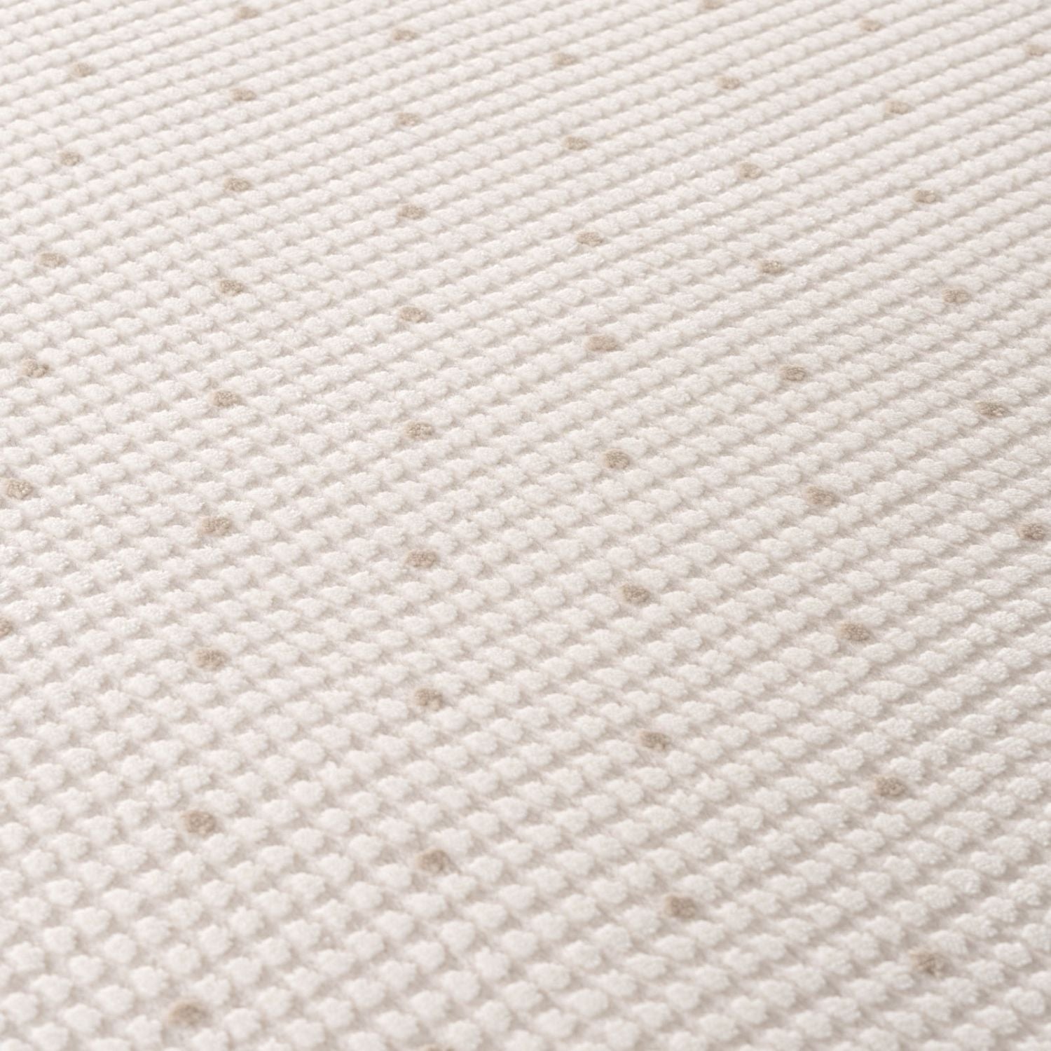 Off-white textured dots rug with subtle woven pattern and small beige dots carmel cream-beige dots rug 6080