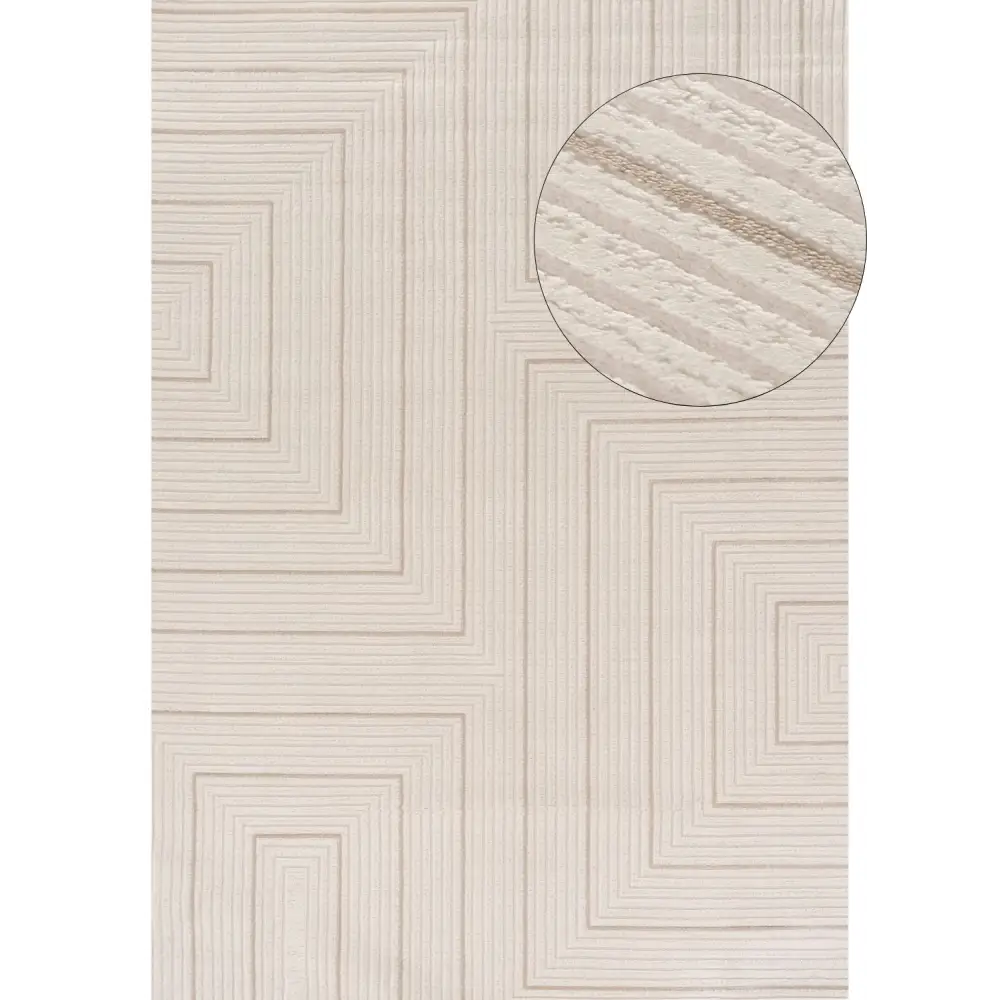 Carmel Cream-Beige Geometric Rug | 6040 - 80X150 cm - Rugs