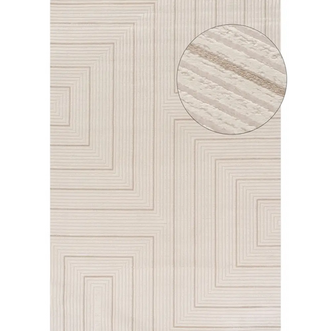 Carmel Cream-Beige Geometric Rug | 6040 - 80X150 cm - Rugs